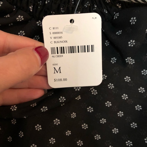 Free People Sheer Mock Neck Black & White flowy top - Picture 9 of 11